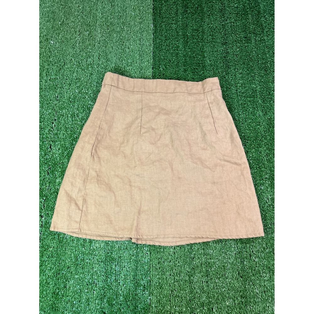 Verge Girl Women's Summer Linen Blend Tan Skirt Casual Comfy Wear Size‎ 8